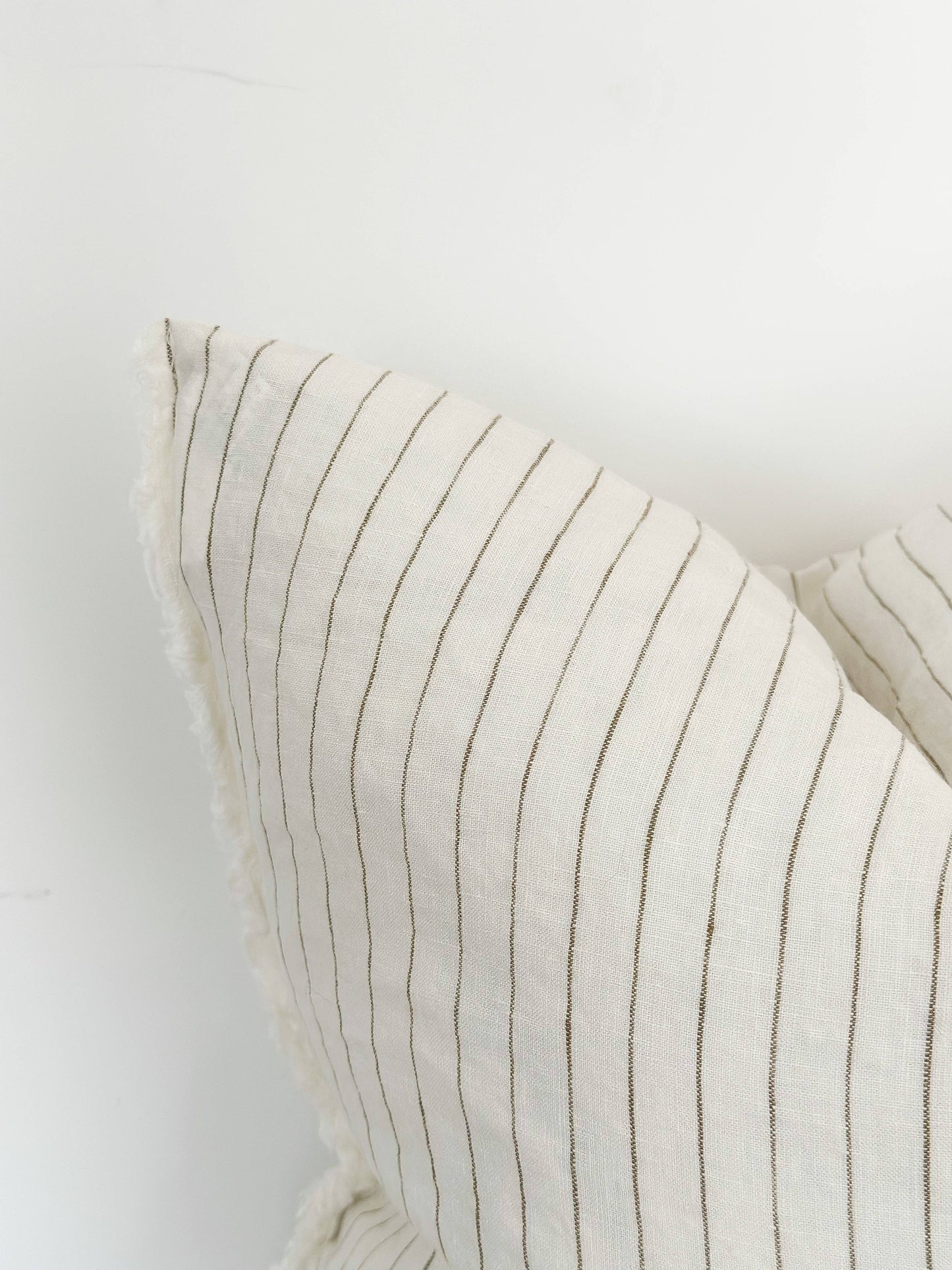 Cream and Olive Stripe Pillow