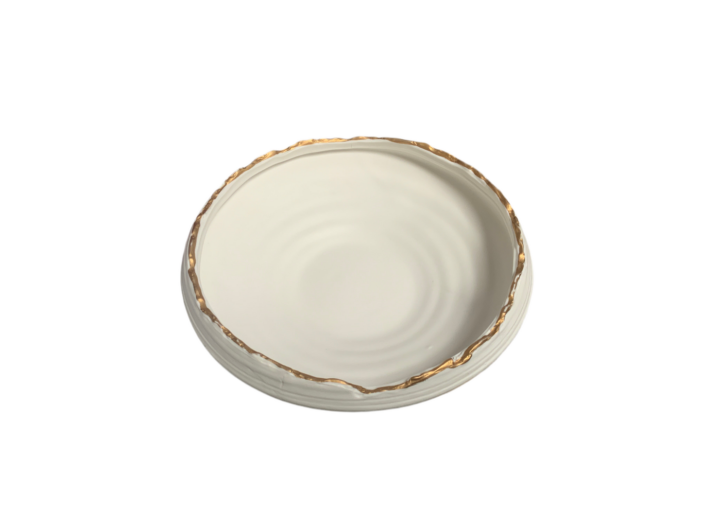 Gilded white shallow dish