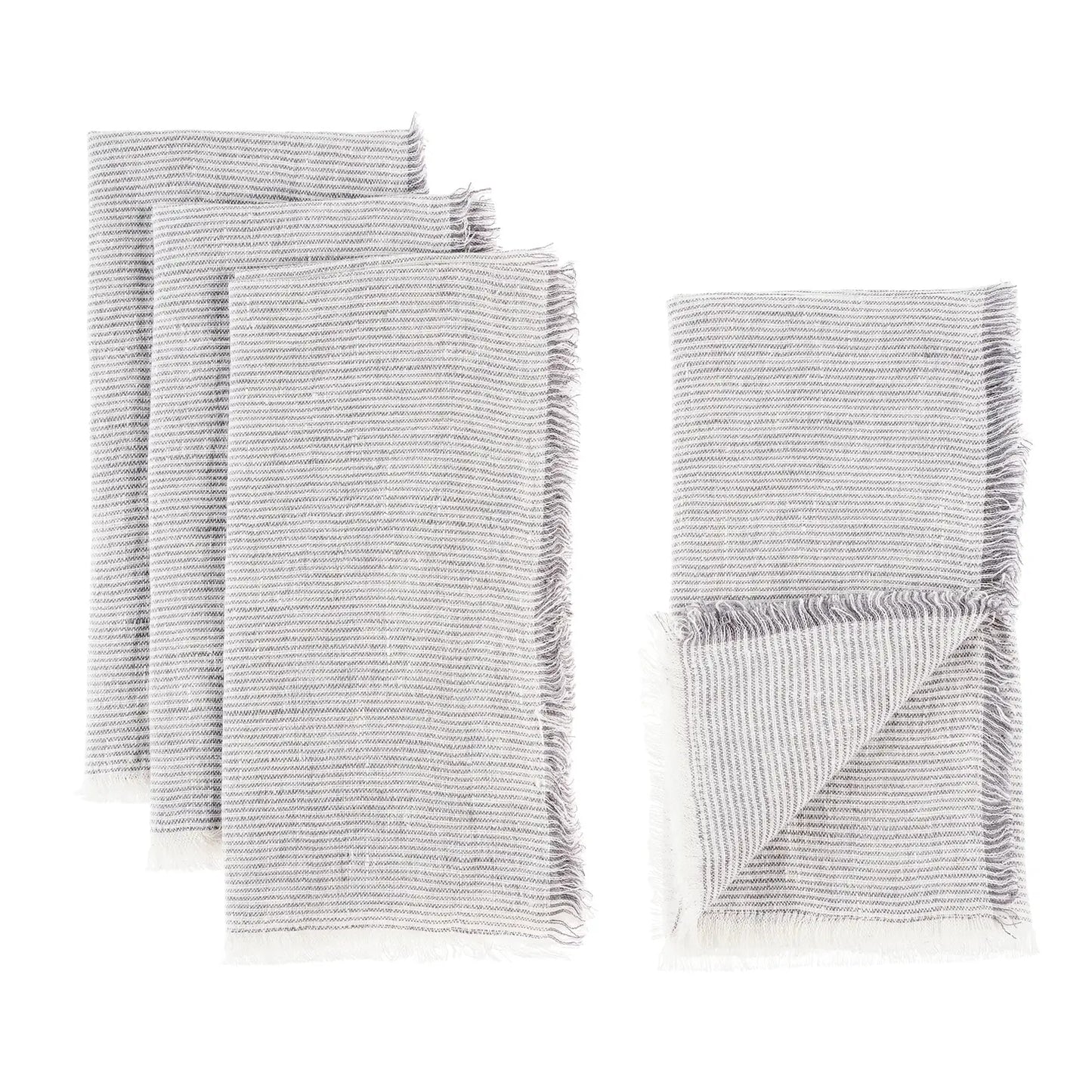 Grey Stripe Linen Napkin Set of 4