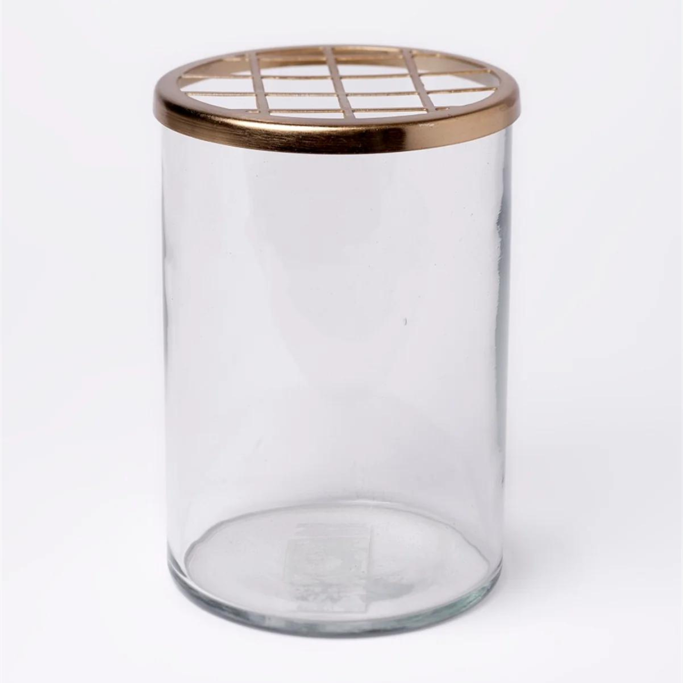 Glass & Brass Flower Cylinder