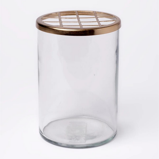 Glass & Brass Flower Cylinder