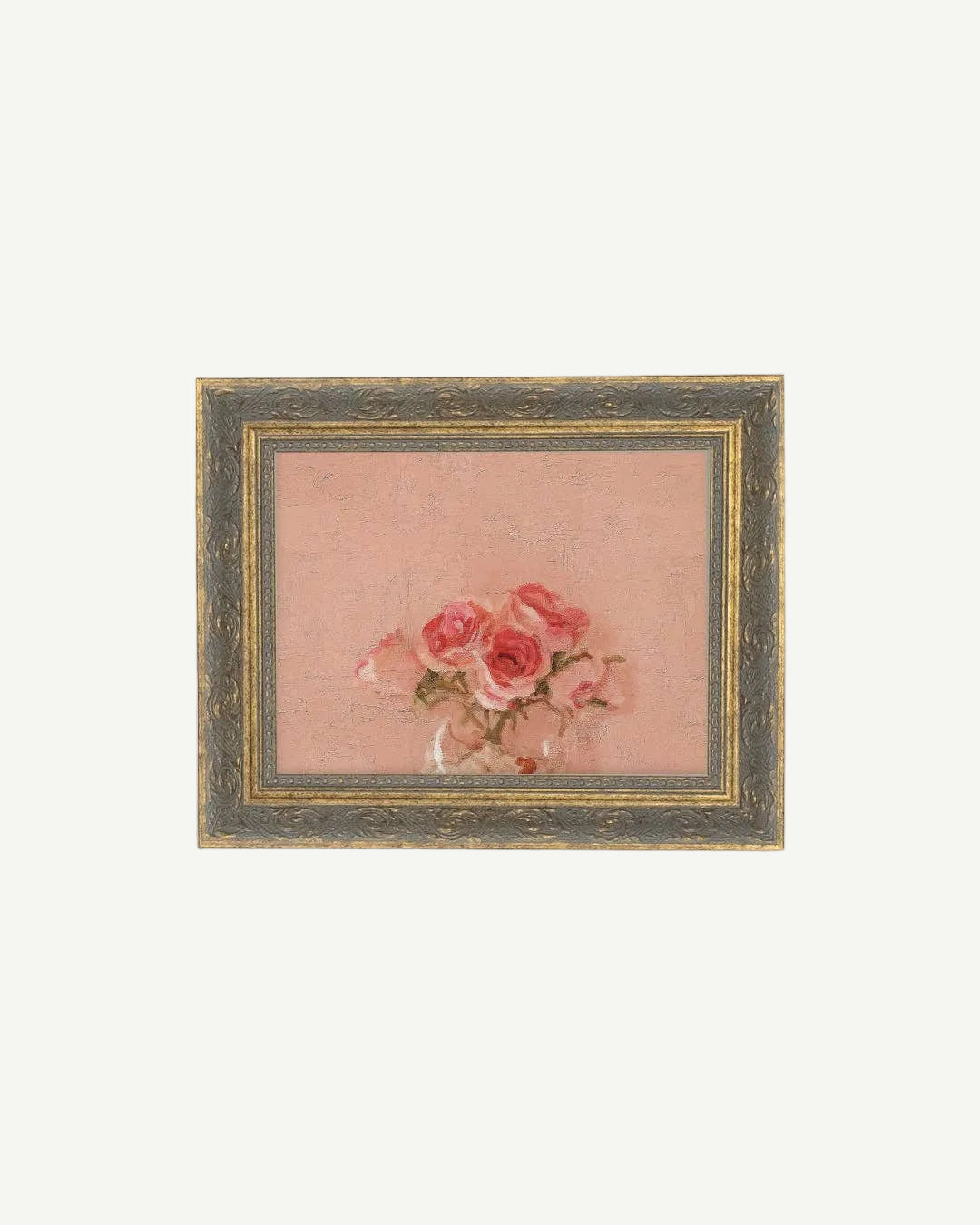 Pink Roses Framed Antique Art