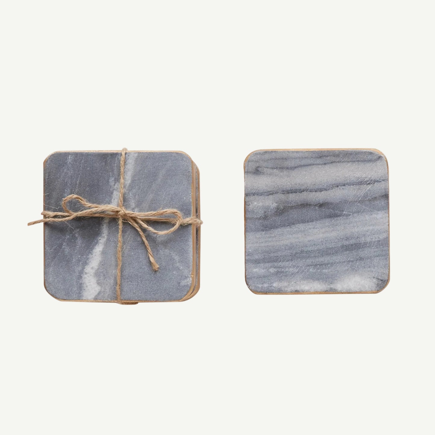 Marble Coasters with Gold Edge - Set of 4