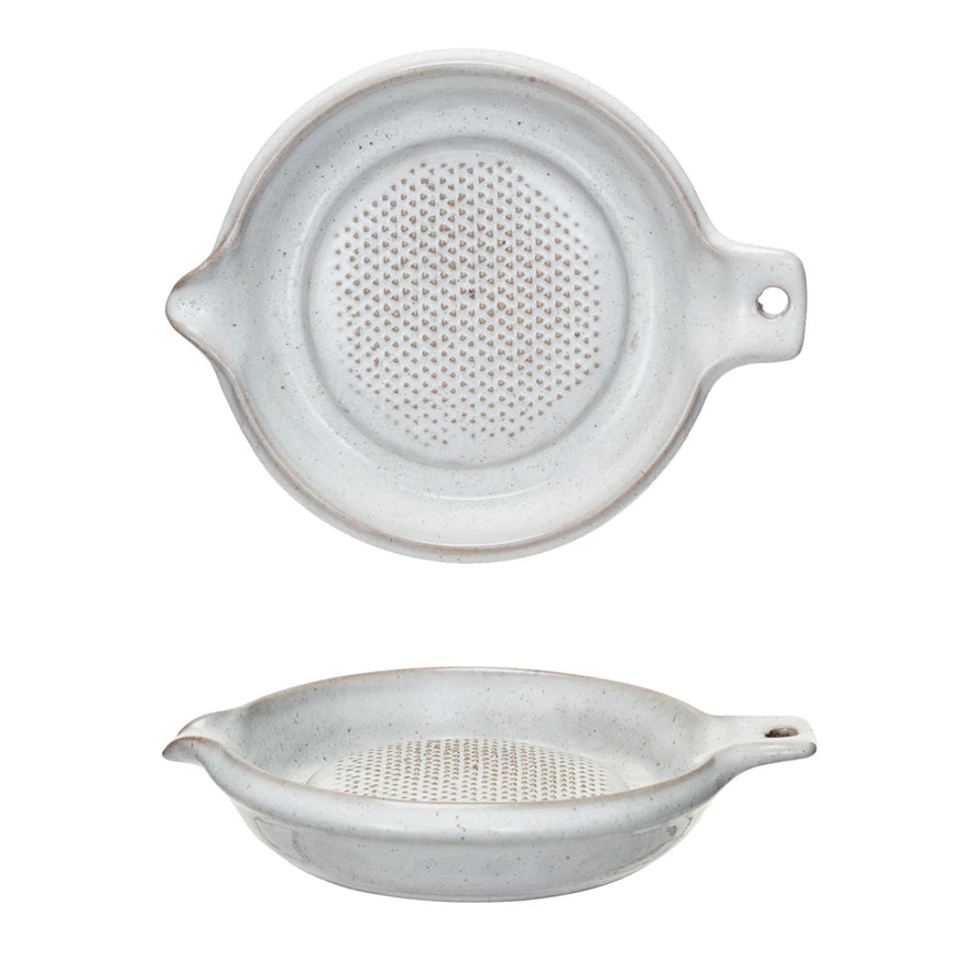 Stoneware Grater - White