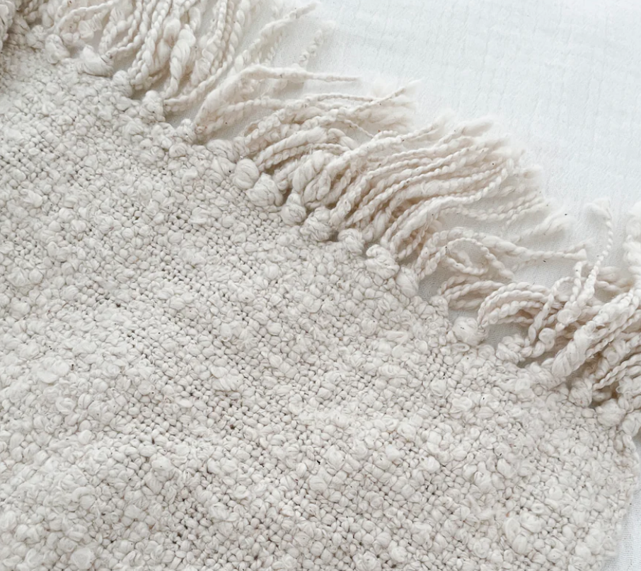 Boucle Bed Blanket White