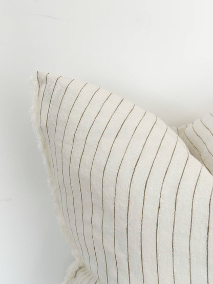 Cream and Olive Stripe Pillow