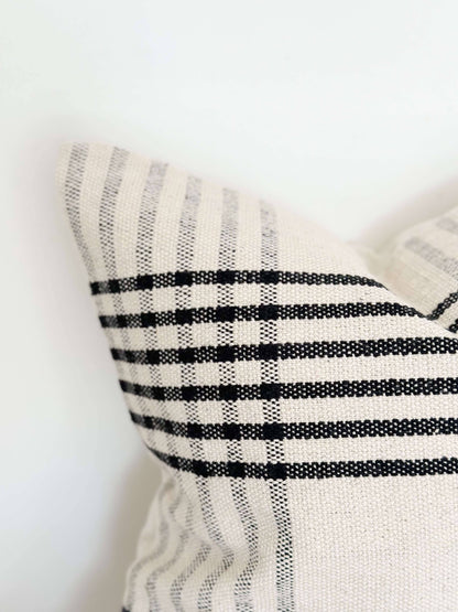 Black & Cream Grid Pillow