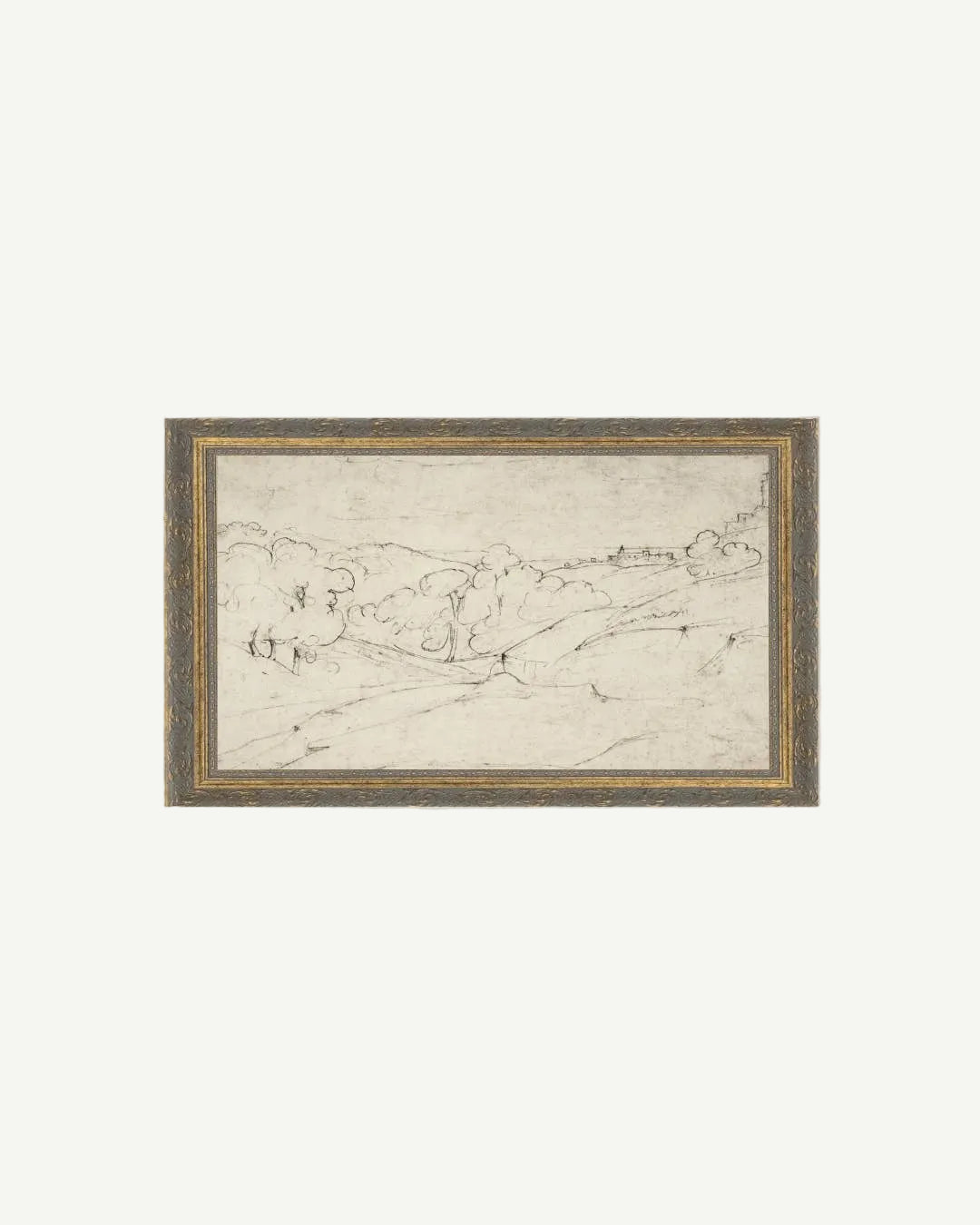 Rolling Hills Sketch Framed Antique Art