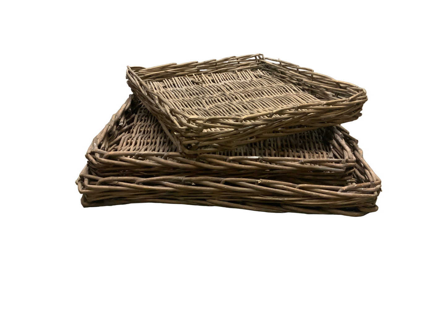 Square Woven Willow Tray s/3
