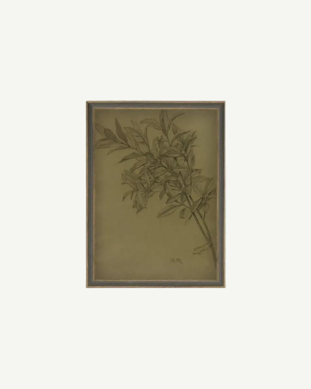 Leaves On Green Framed Antique Art