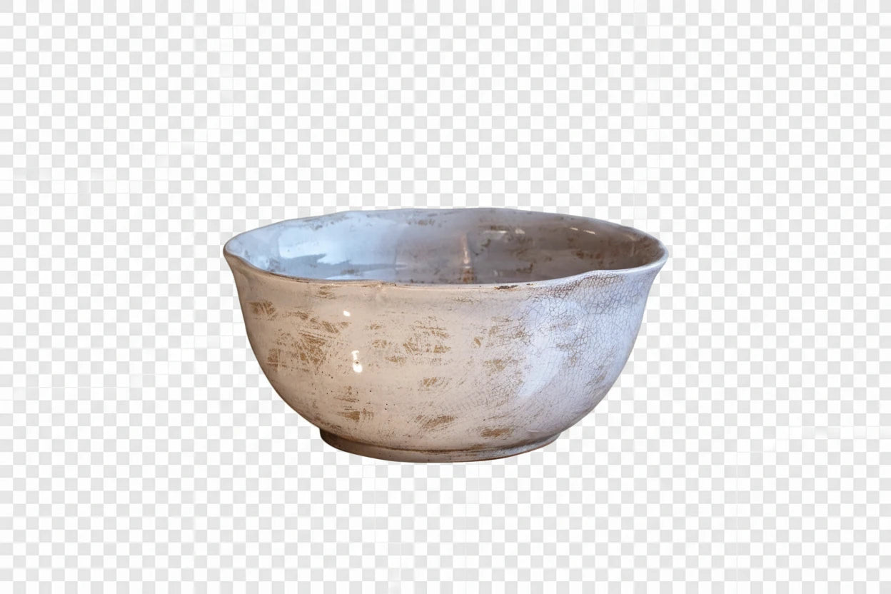 Scalloped Edge Cracked Glaze Bowl