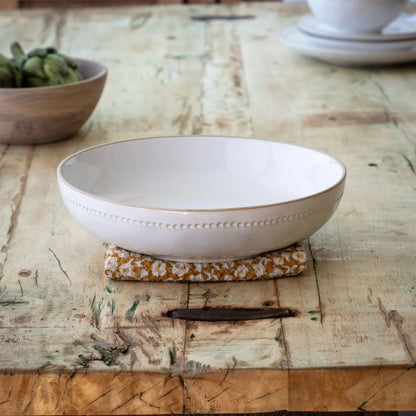 Glazed White Serving Bowl