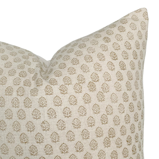 Ivory Floral Handblock Pillow