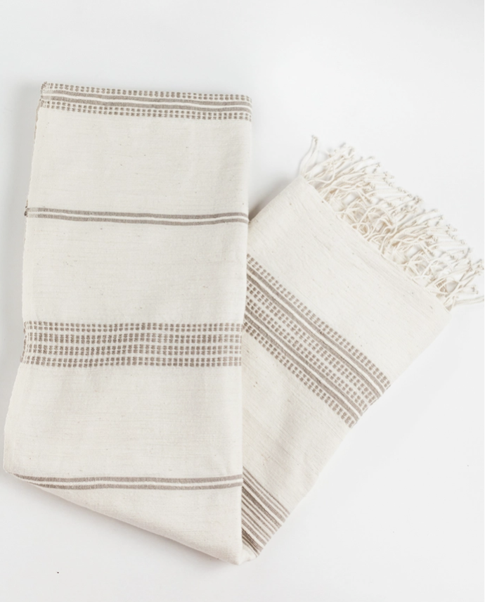 Luke Cotton Bath Towel White/ Gray