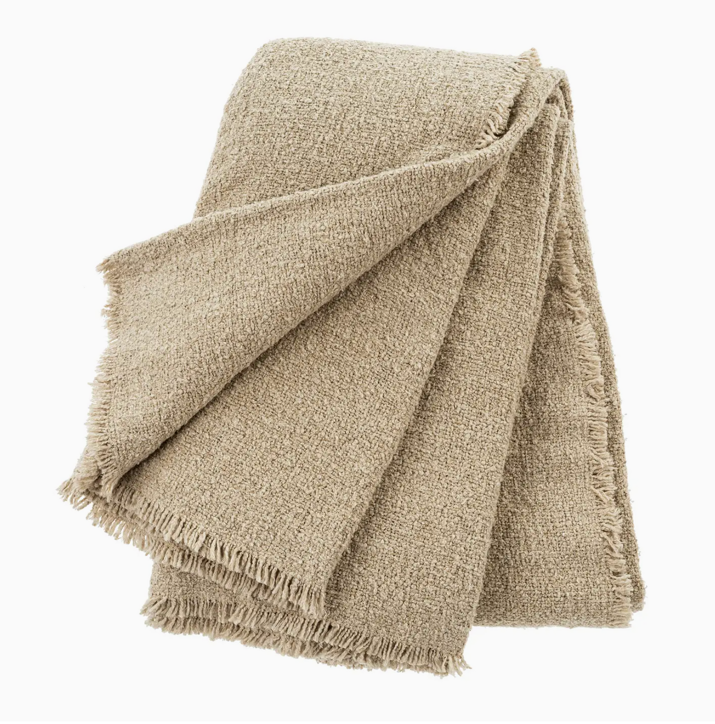 Fringed Boucle Bed Blanket