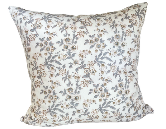 Blue Country Floral Pillow 22"