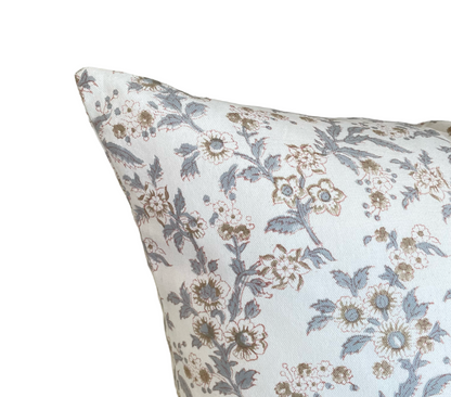 Blue Country Floral Pillow 22"