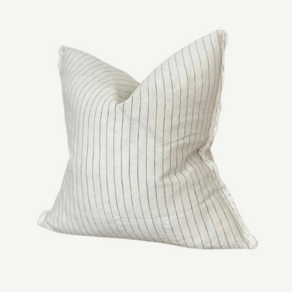 Cream and Olive Stripe Pillow