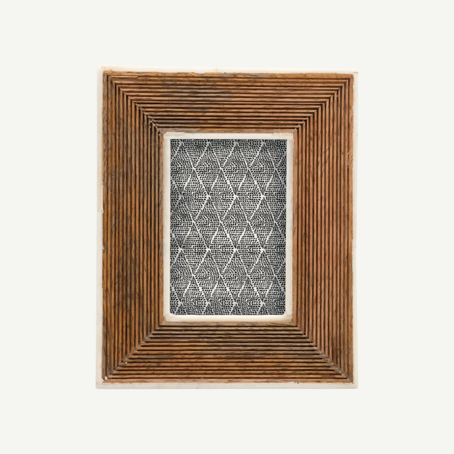 Hand-Carved Photo Frame with Bone Border