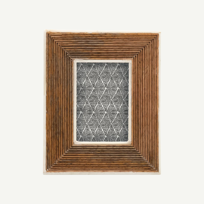 Hand-Carved Photo Frame with Bone Border