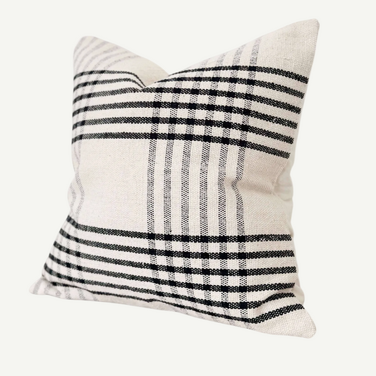 Black & Cream Grid Pillow
