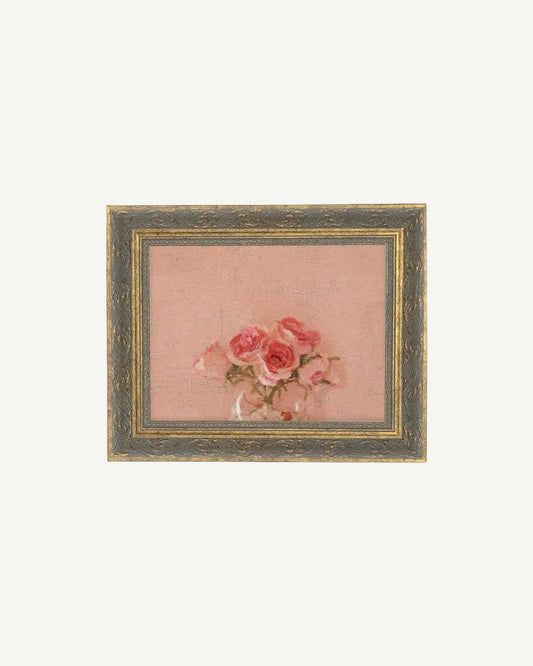 Pink Roses Framed Antique Art