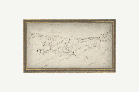 Rolling Hills Sketch Framed Antique Art