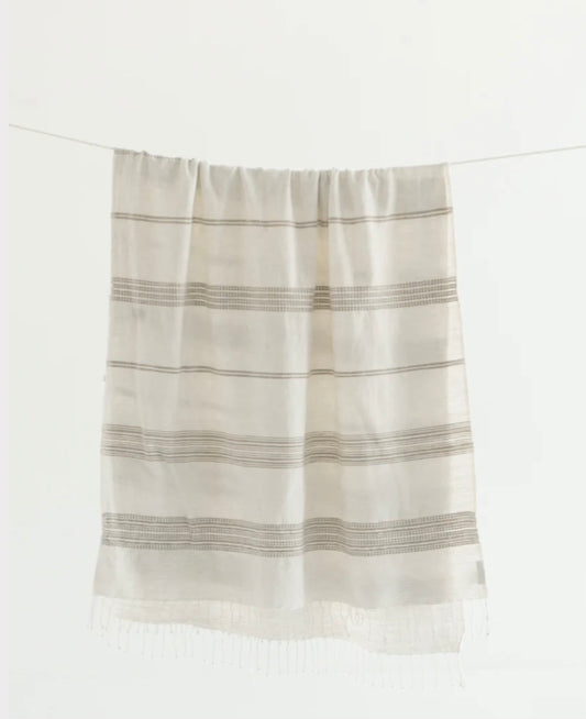 Luke Cotton Bath Towel White/ Gray