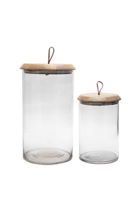 Glass Jar with Mango Wood Lid - 2 Sizes